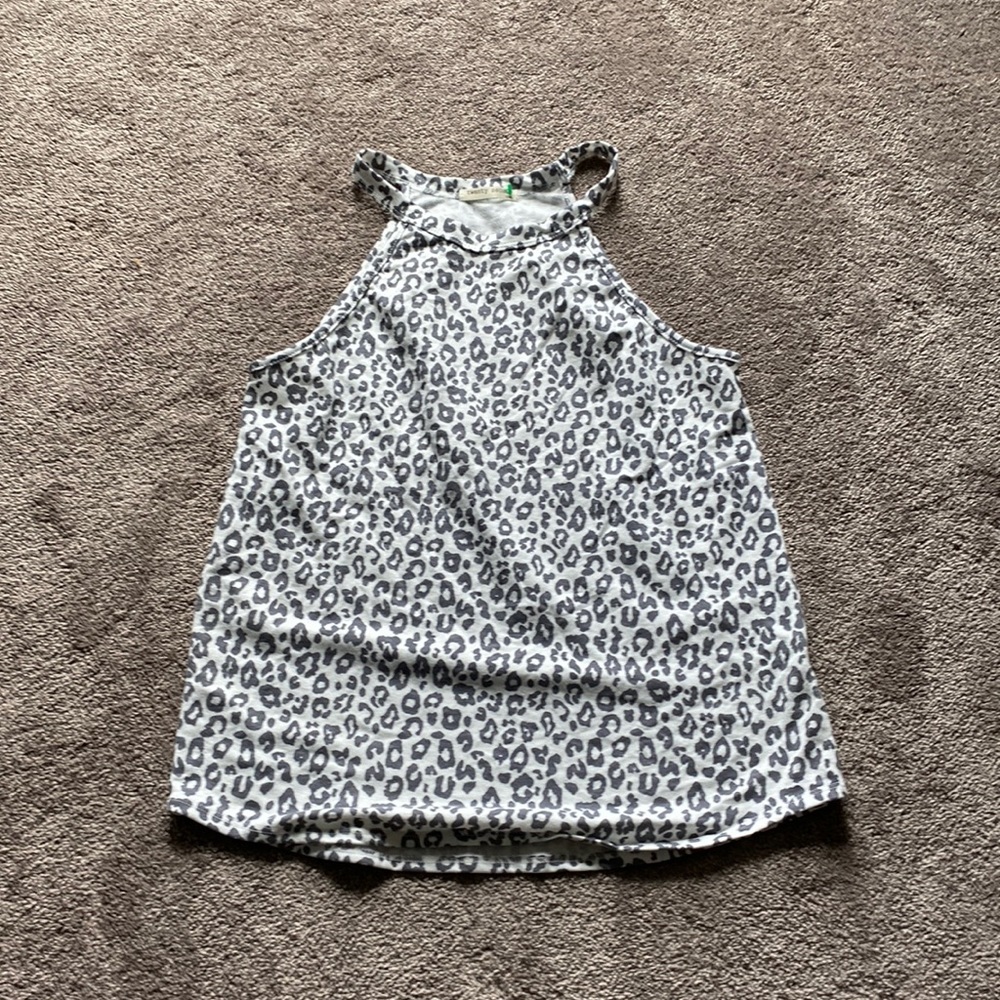 Twenty Second Gray Leopard Print Halter Tank Top Sleeveless Casual SIZE L